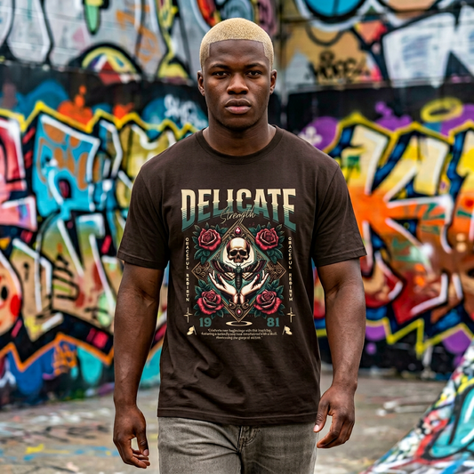 Delicate Skull & Rose Graphic Tee (Vintage Gothic 1981)