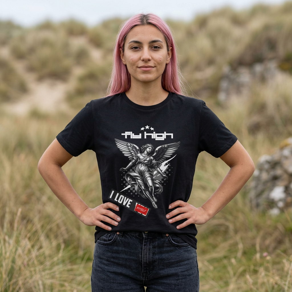 Fly High Angel Graphic T-Shirt — "I Love" Streetwear Tee