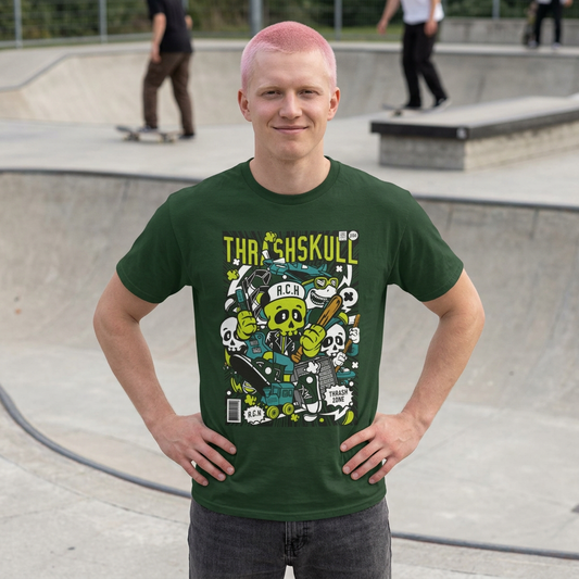 Thrash Skull Neon Skate Punk T-Shirt