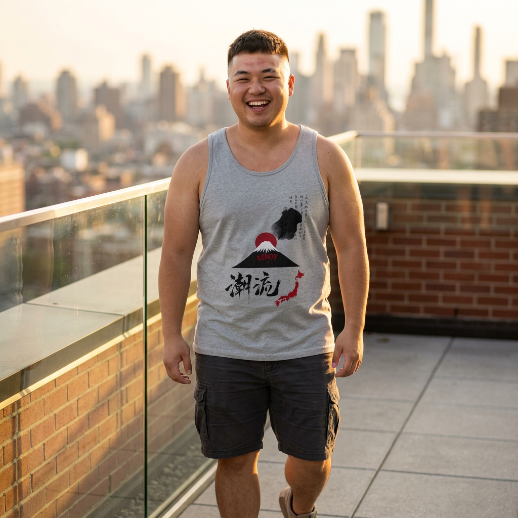 Japanese Wave Tank Top — Casual Summer Beachwear for Travelers