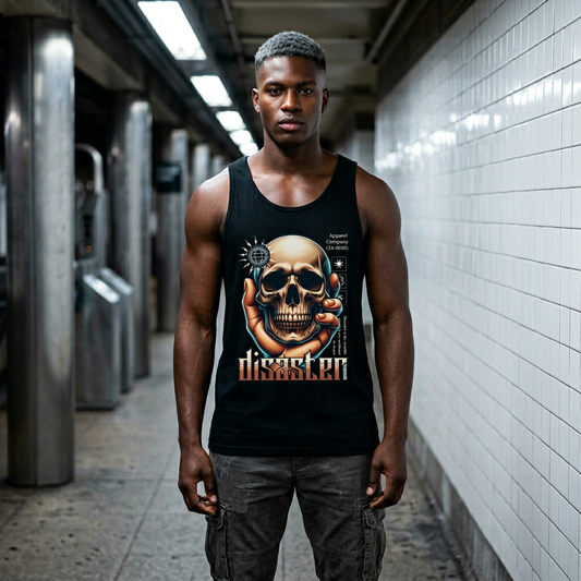 Skull Design Tank Top — Gothic Skull Graphic Jersey Tank