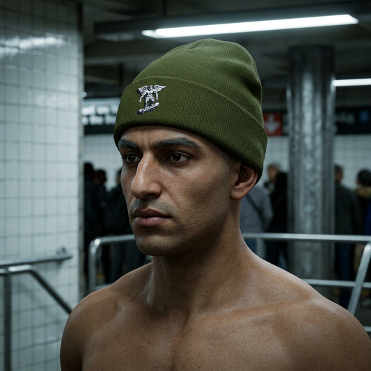 Azboy Embroidered Cuffed Beanie — Classic Knit Beanie