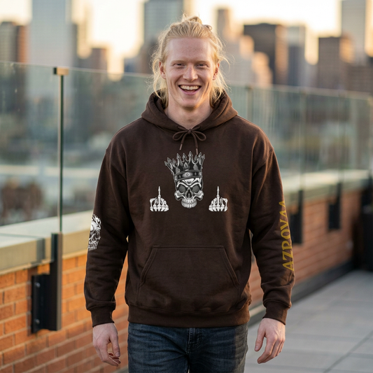 Edgy KING Skull Hoodie - Unisex Heavy Blend Sweatshirt for Statement Style, Streetwear, Festival Fashion