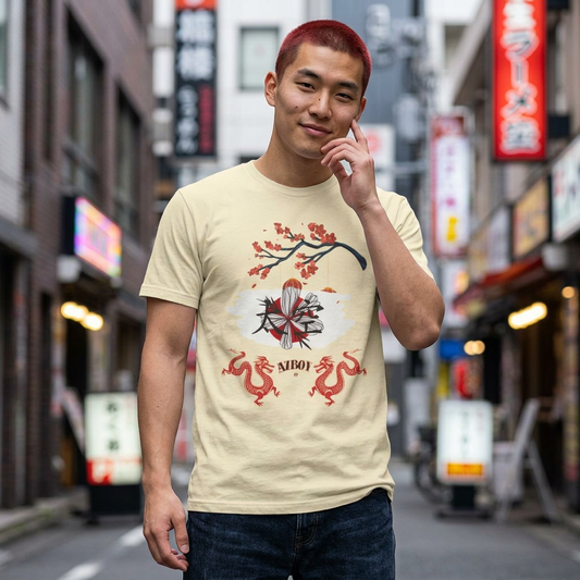 Japan Cotton Crew Tee — Japanese Flag Graphic Crewneck