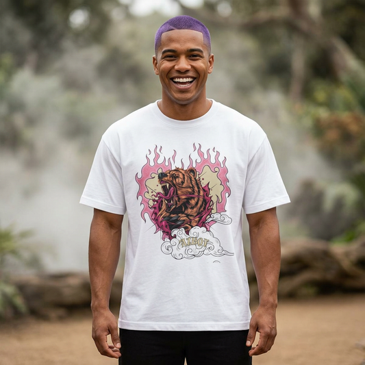 AZBOY44 Heart Bear Oversized Tee