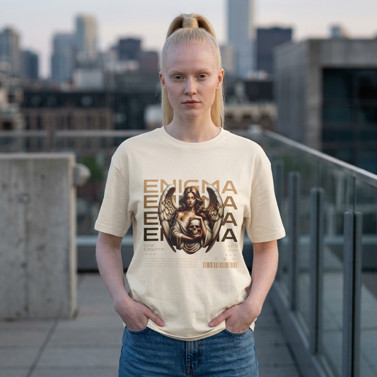 Enigmatic Angel Graphic Tee — Oversized Boxy Relaxed Fit