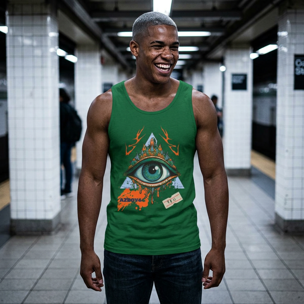 Psychedelic All-Seeing Eye Tank Top — Mystical Triangle Graphic Muscle Tee