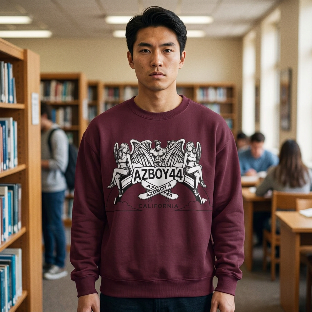 Crewneck Sweatshirt — AZBOY44 California Angel Graphic