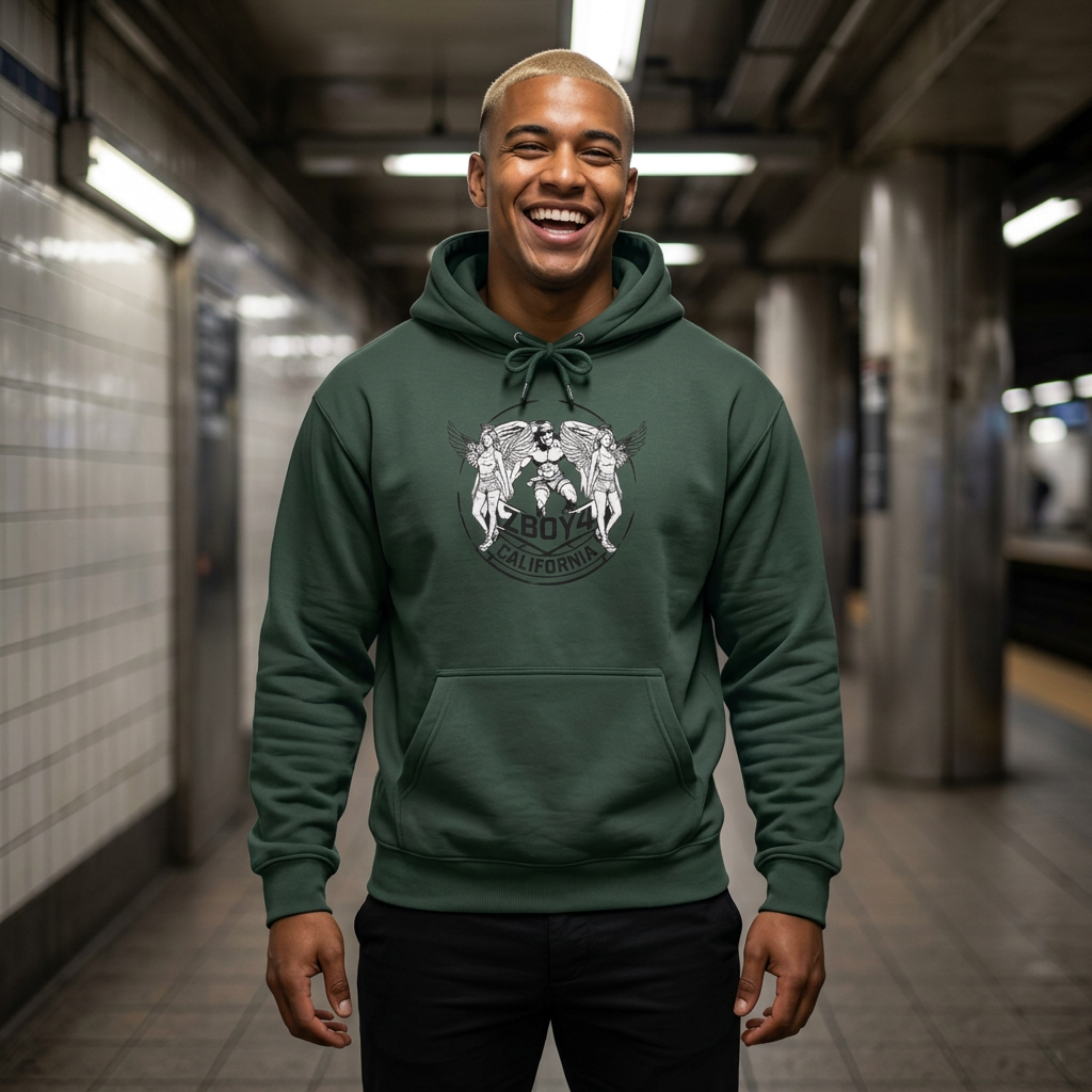 California Zboy Graphic Hoodie — Vintage Angel Skull Logo Sweatshirt