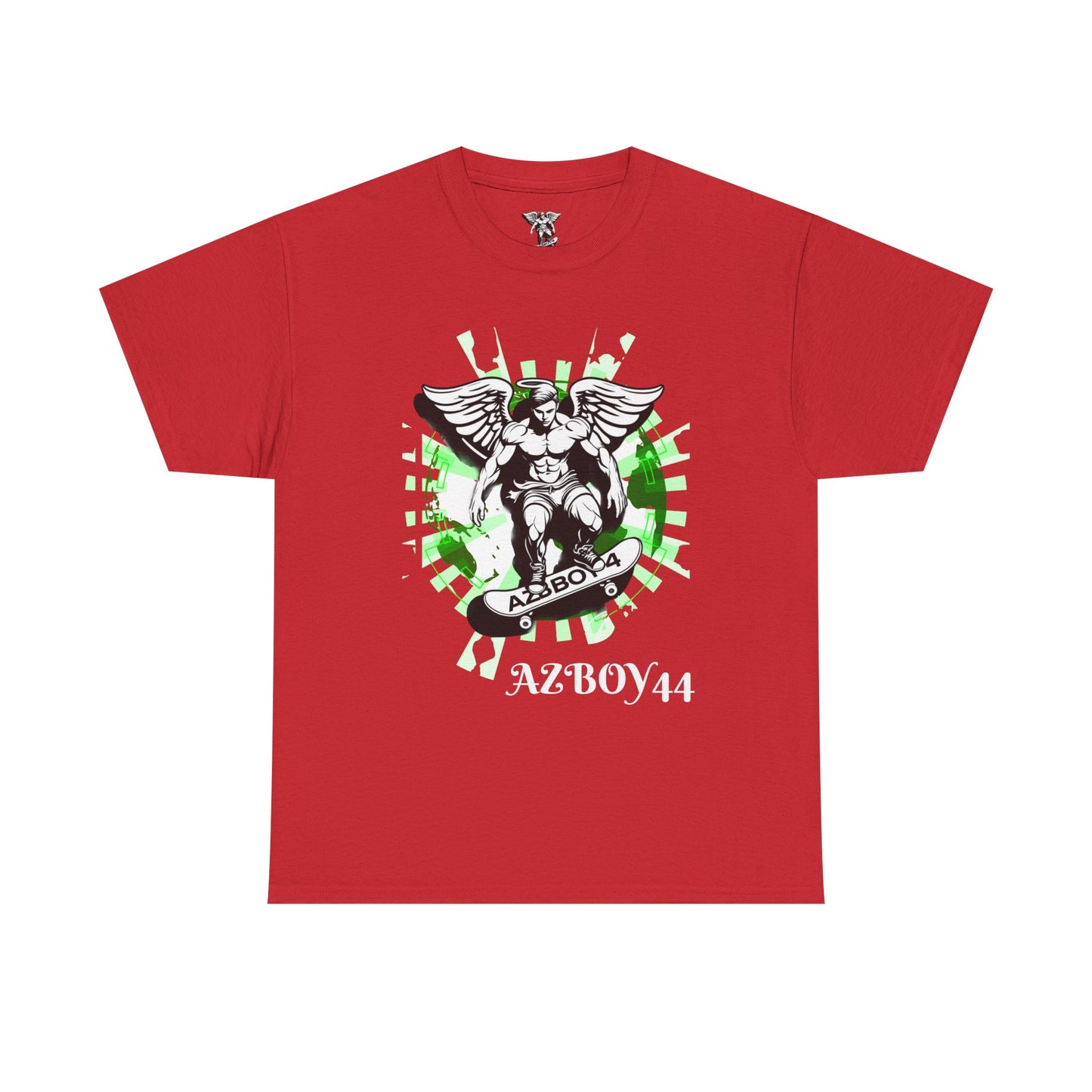 Angel Skateboard Tee — Green Grunge Winged Rider