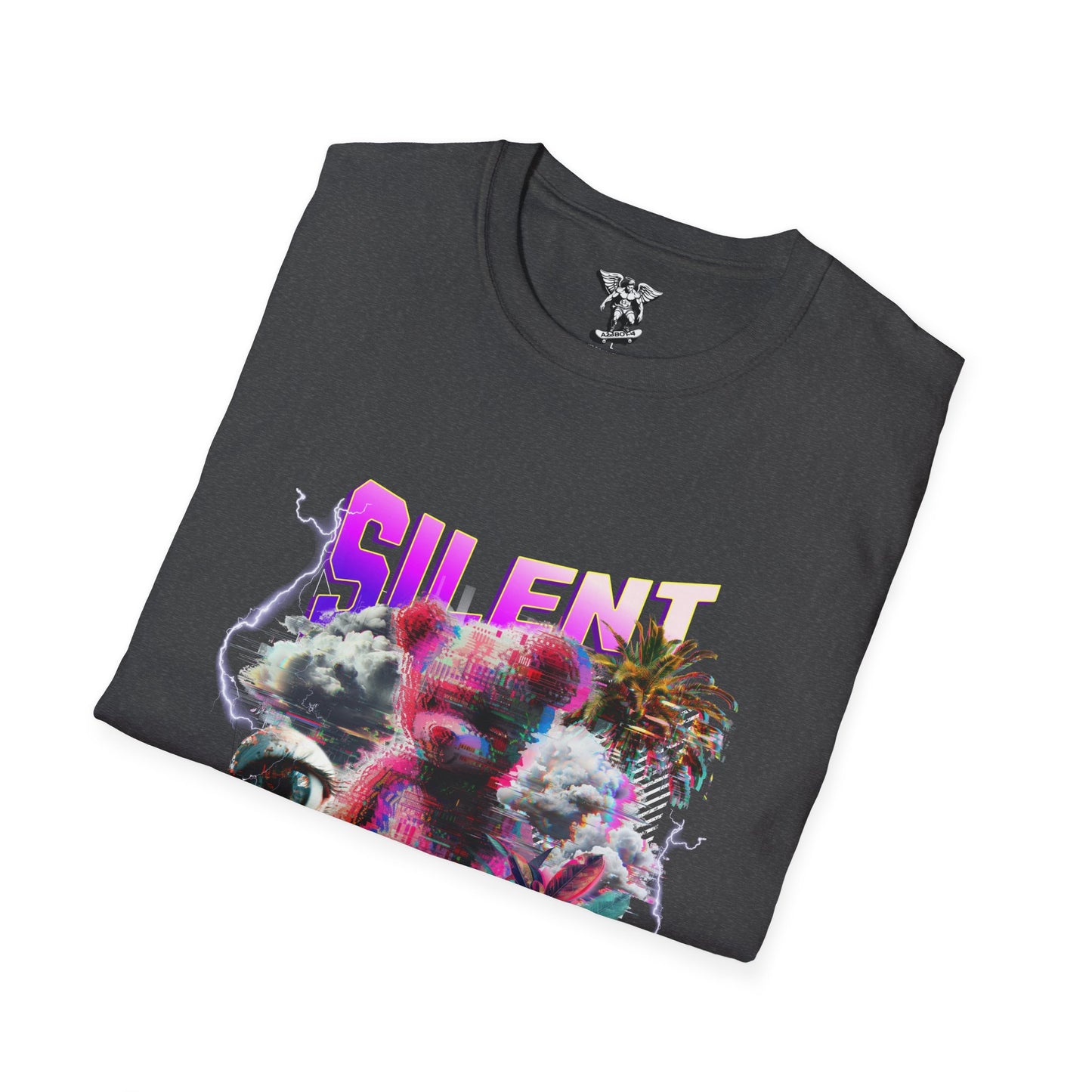 Neon Vintage 'Silent Beauty' Cat T-Shirt — Retro Neon Cat Face Tee