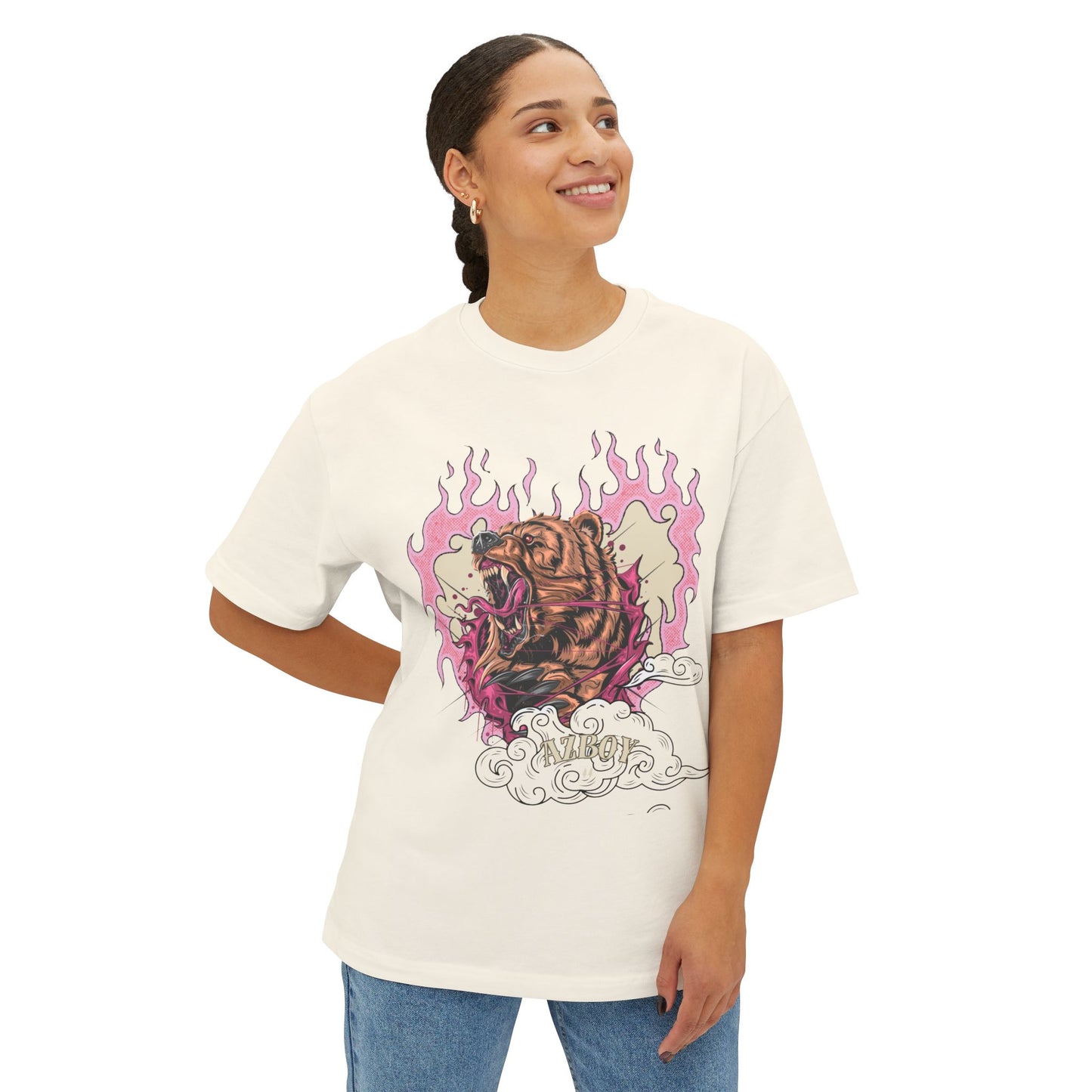 AZBOY44 Heart Bear Oversized Tee