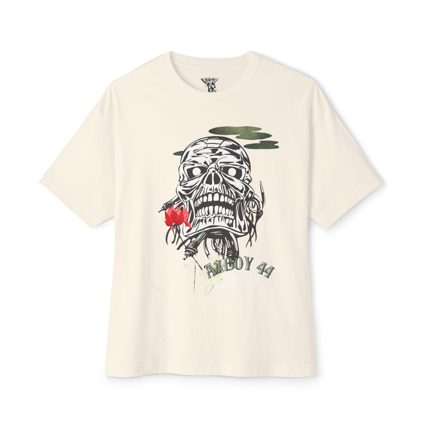 Edgy Skull & Lotus Oversized Boxy Tee