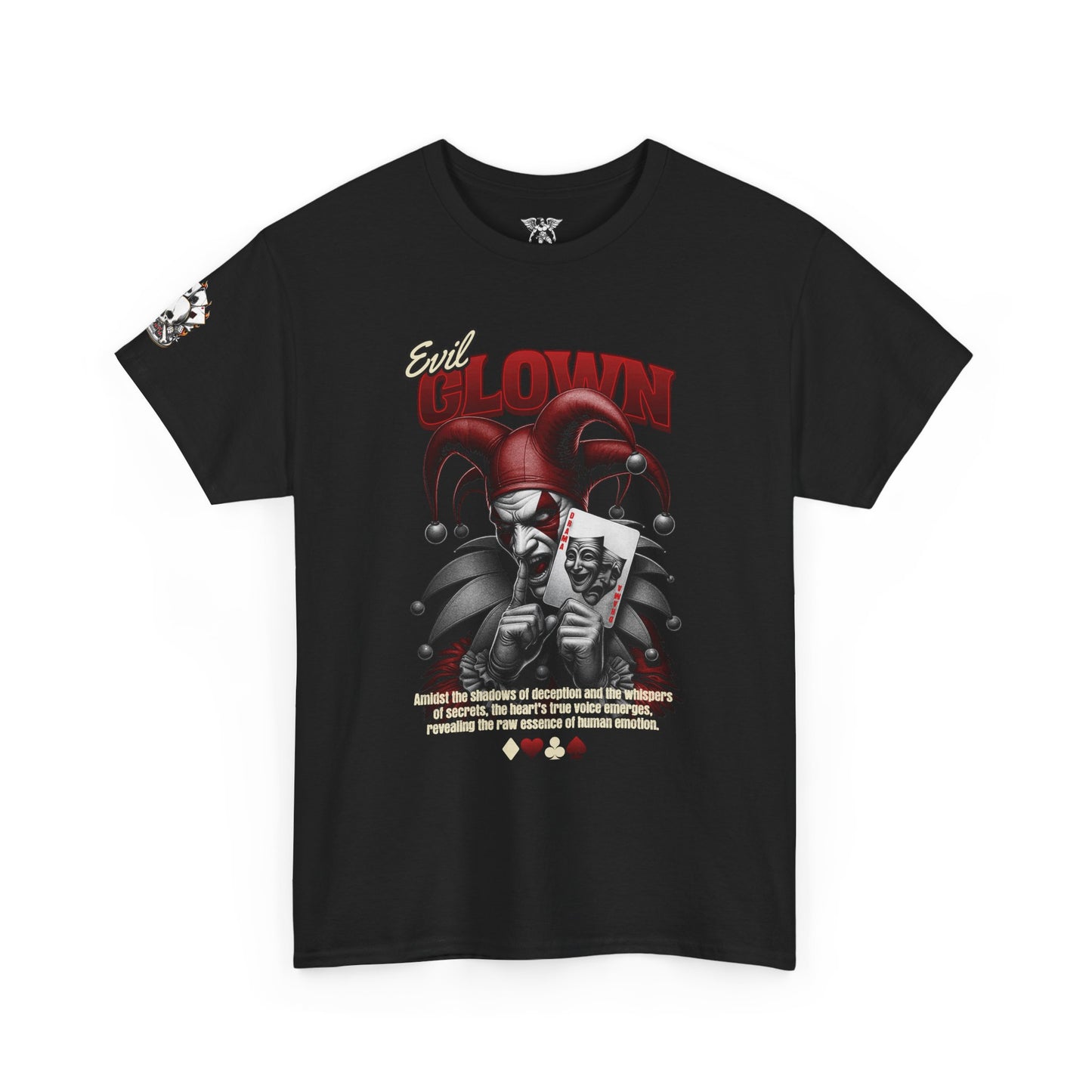 Evil Clown Joker Skull Playing Card T‑Shirt