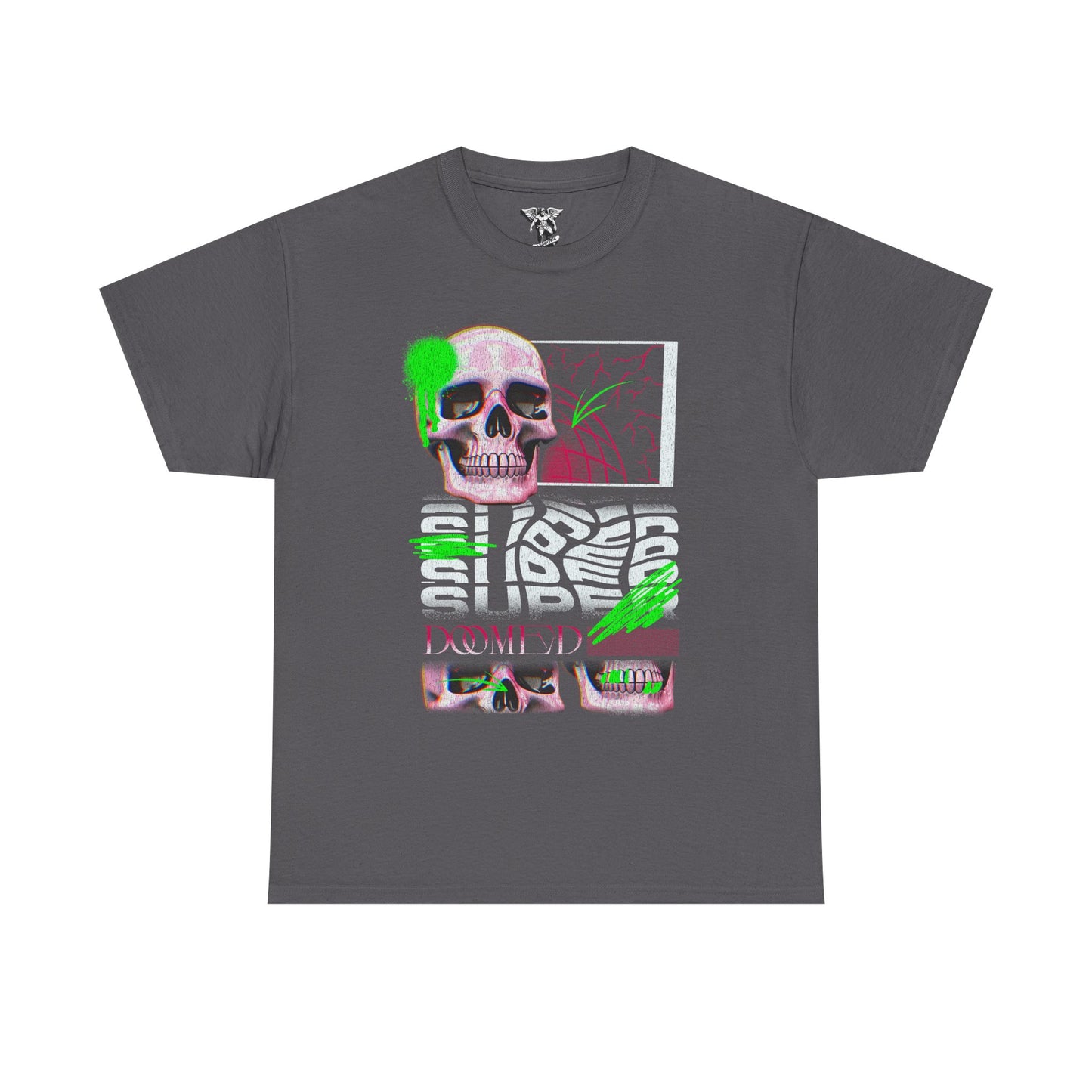 Doomed Skull Neon Cyberpunk Horror T-Shirt