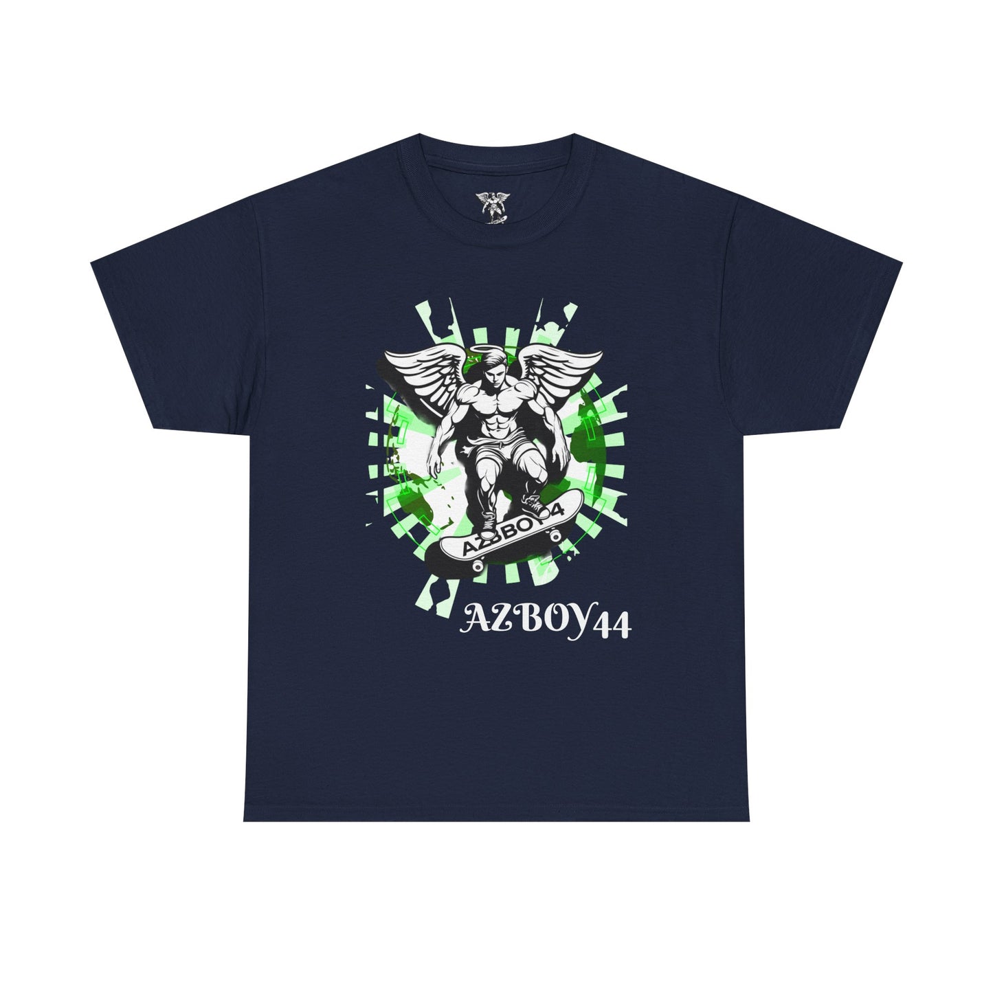 Angel Skateboard Tee — Green Grunge Winged Rider
