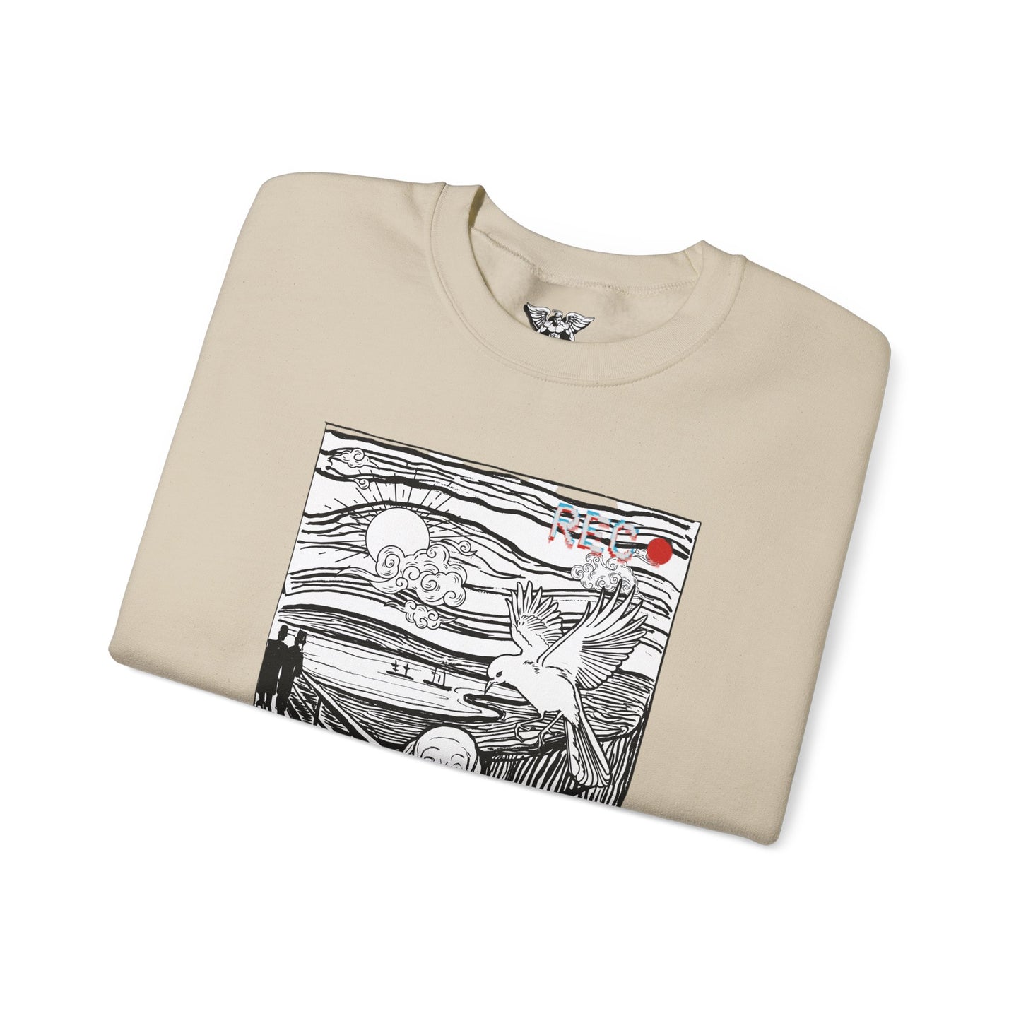 Crewneck Sweatshirt — Graphic 'The Scream' Illustration with Sleeve Art