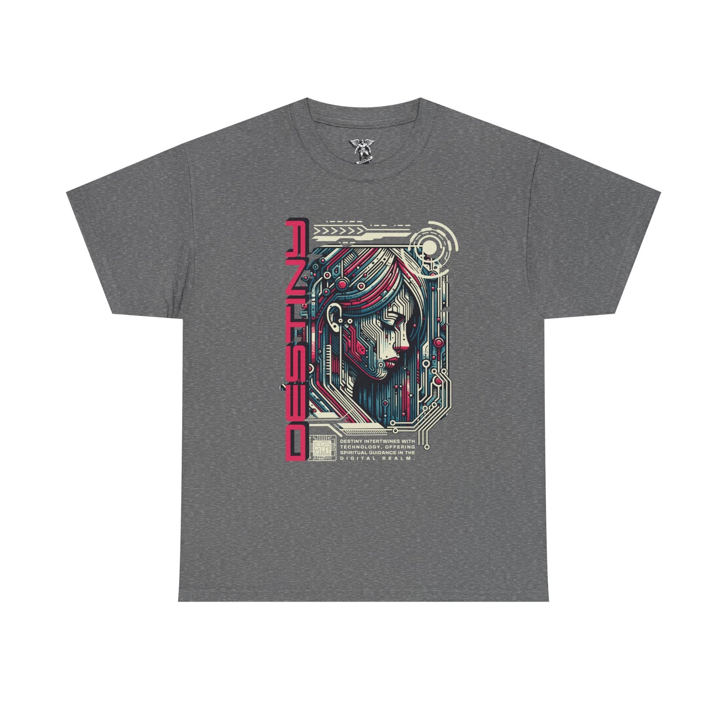 Cyberpunk 'Designz' Graphic Tee — Futuristic Tech Girl T-Shirt