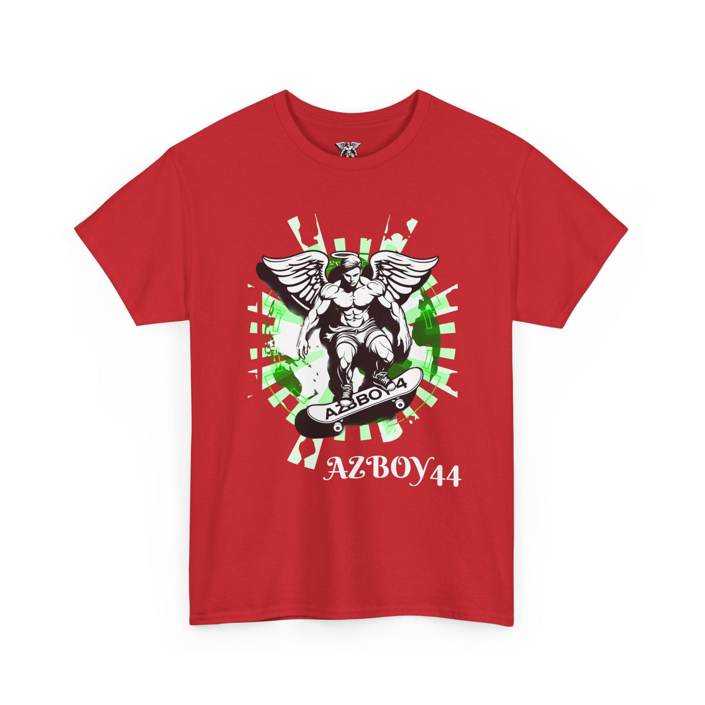 Angel Skateboard Tee — Green Grunge Winged Rider