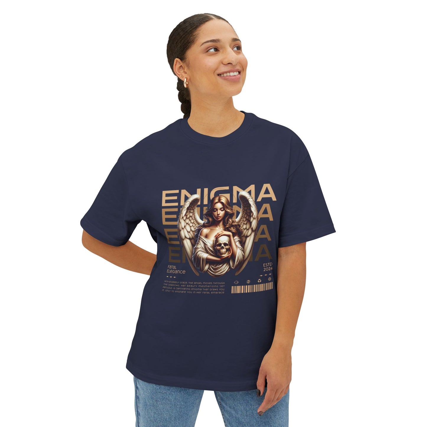 Enigmatic Angel Oversized Boxy Tee, Graphic Tee, Relaxed Fit Shirt, Everyday Wear, Unisex Fashion, Unique Art T-Shirt