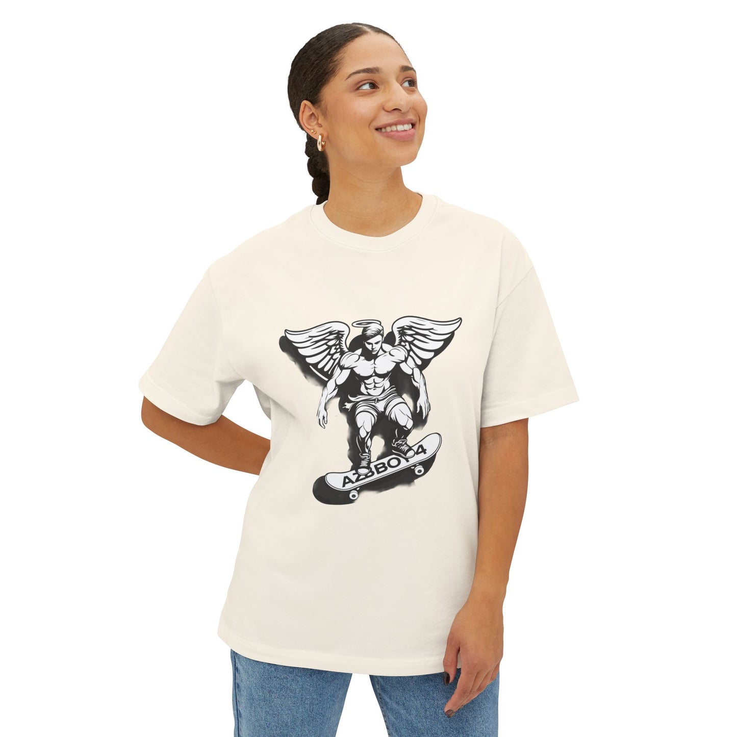 Oversized Skateboard Angel Tee - Streetwear Fashion