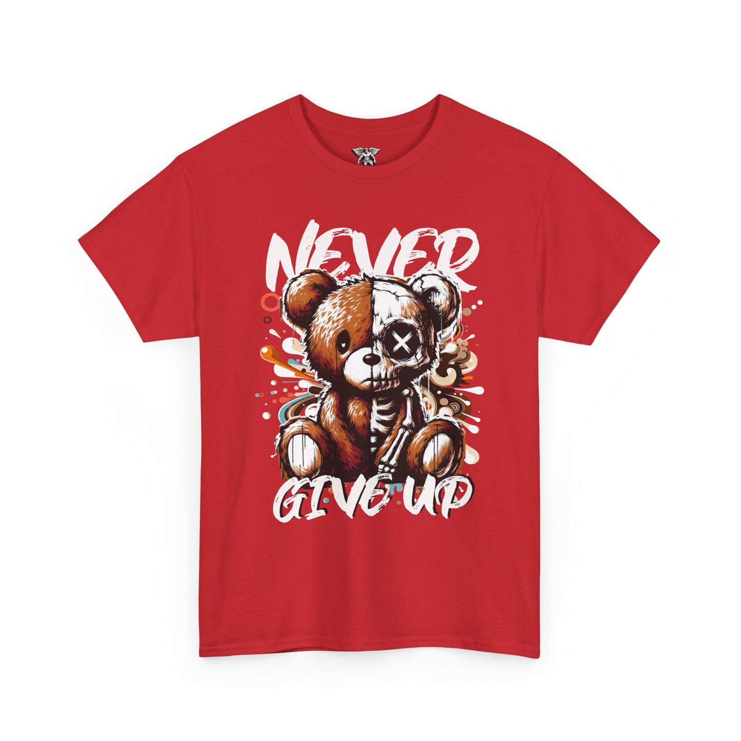 Never Give Up Teddy Tee — Motivational T-Shirt