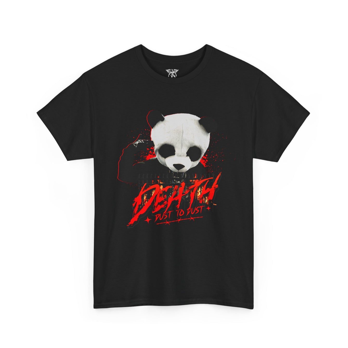 Panda Skull 'Death' Red Script T-Shirt