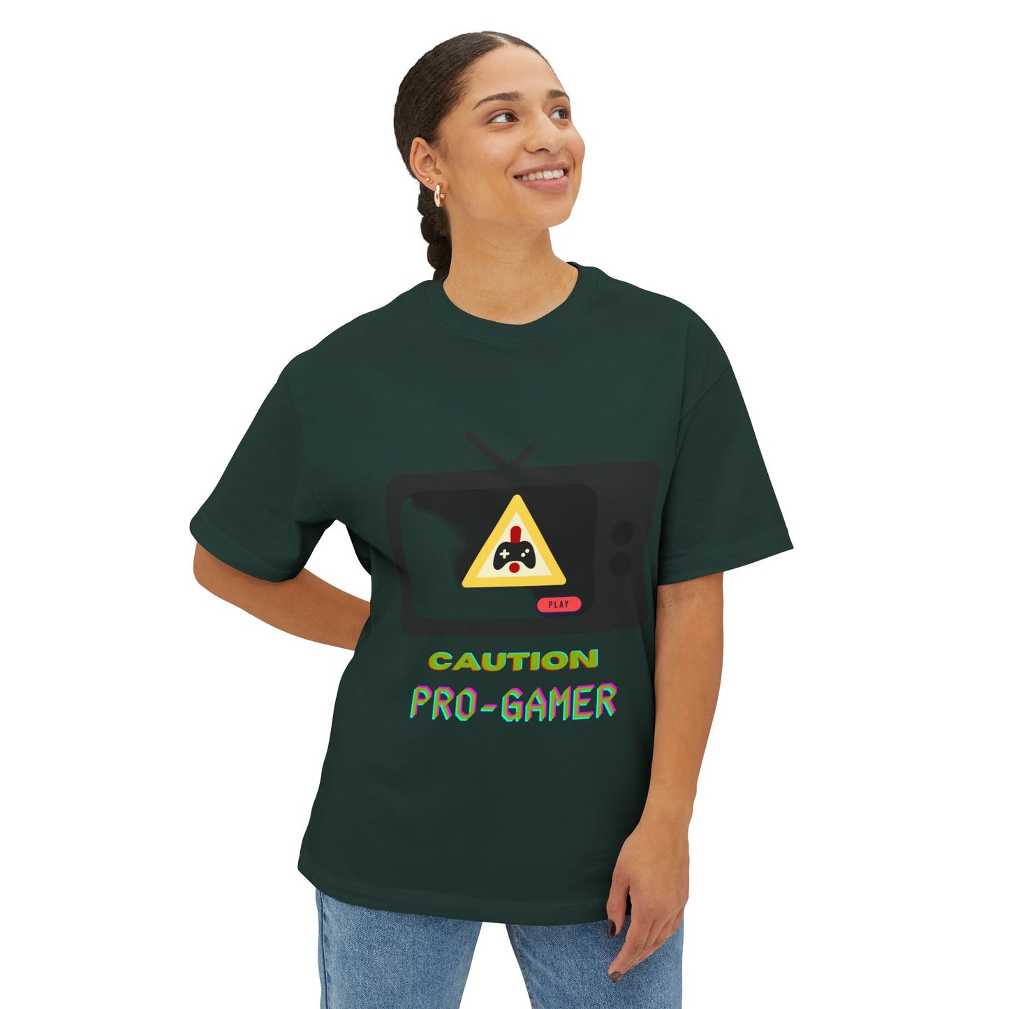 Caution, pro gamer ( Oversized Boxy Tee)