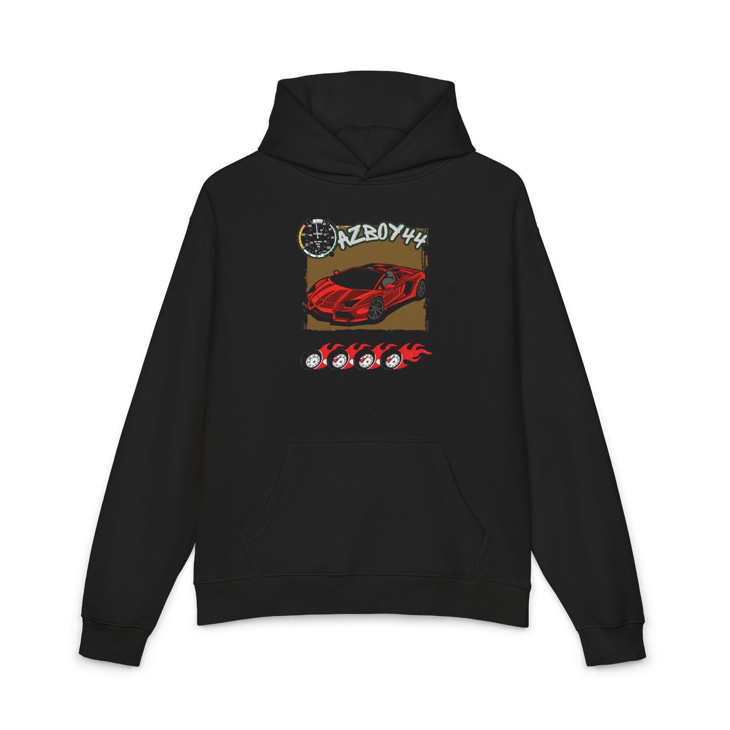 Racing Car Graphic Hoodie — Retro Red Sports Car Design