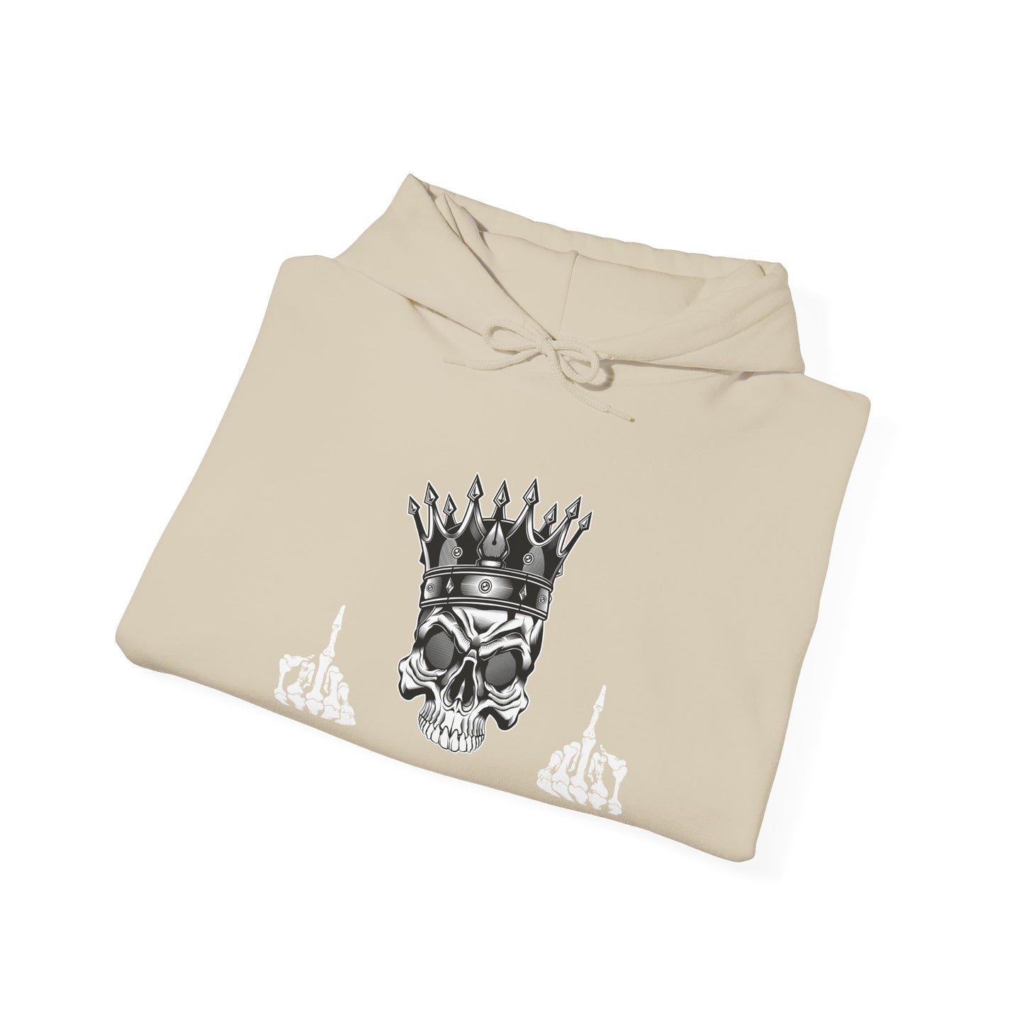 Edgy KING Skull Hoodie - Unisex Heavy Blend Sweatshirt for Statement Style, Streetwear, Festival Fashion