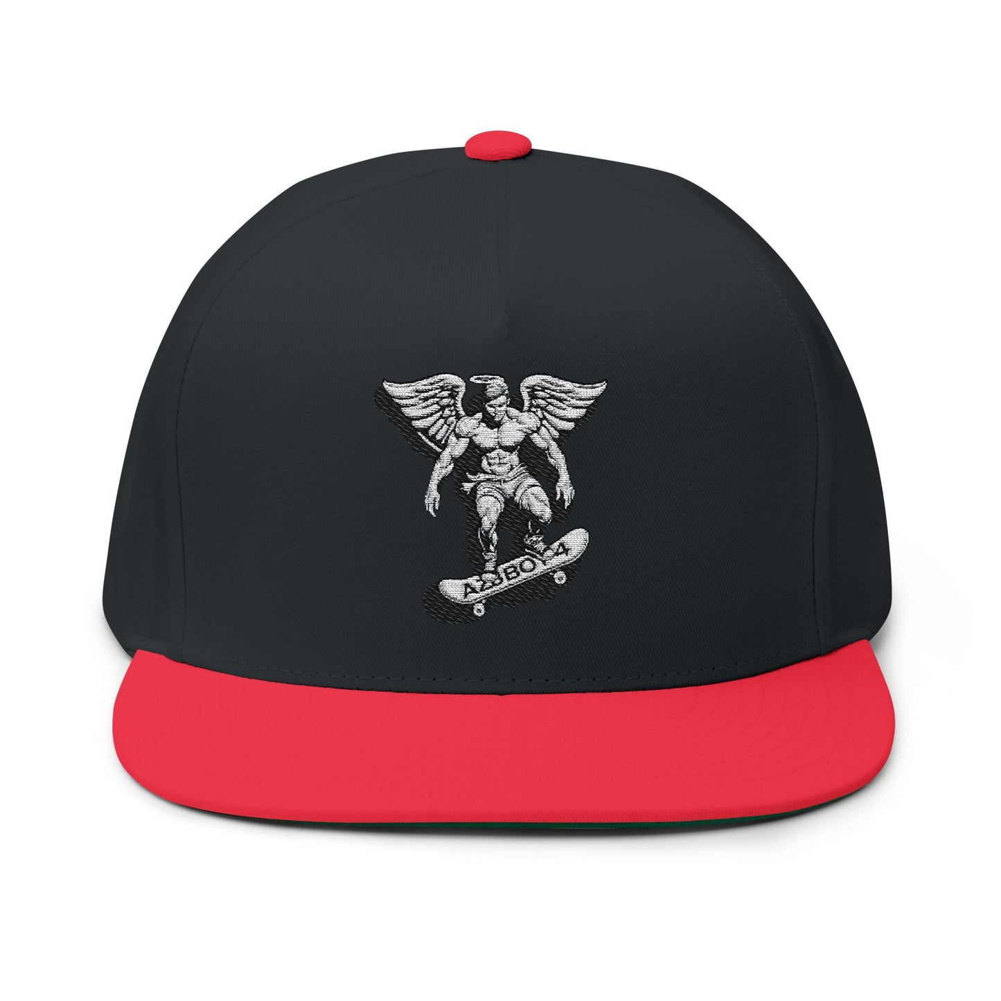 Skateboarding Flat Bill Cap (Embroidery) - AZBOY Angel Design, Snapback Hat for Skaters