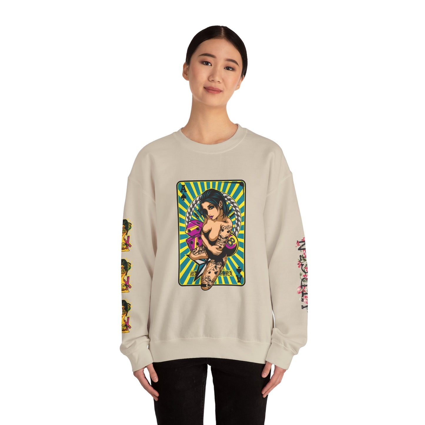 Vintage Tattoo Art Crewneck Sweatshirt - Retro Graphic Design for Art Lovers