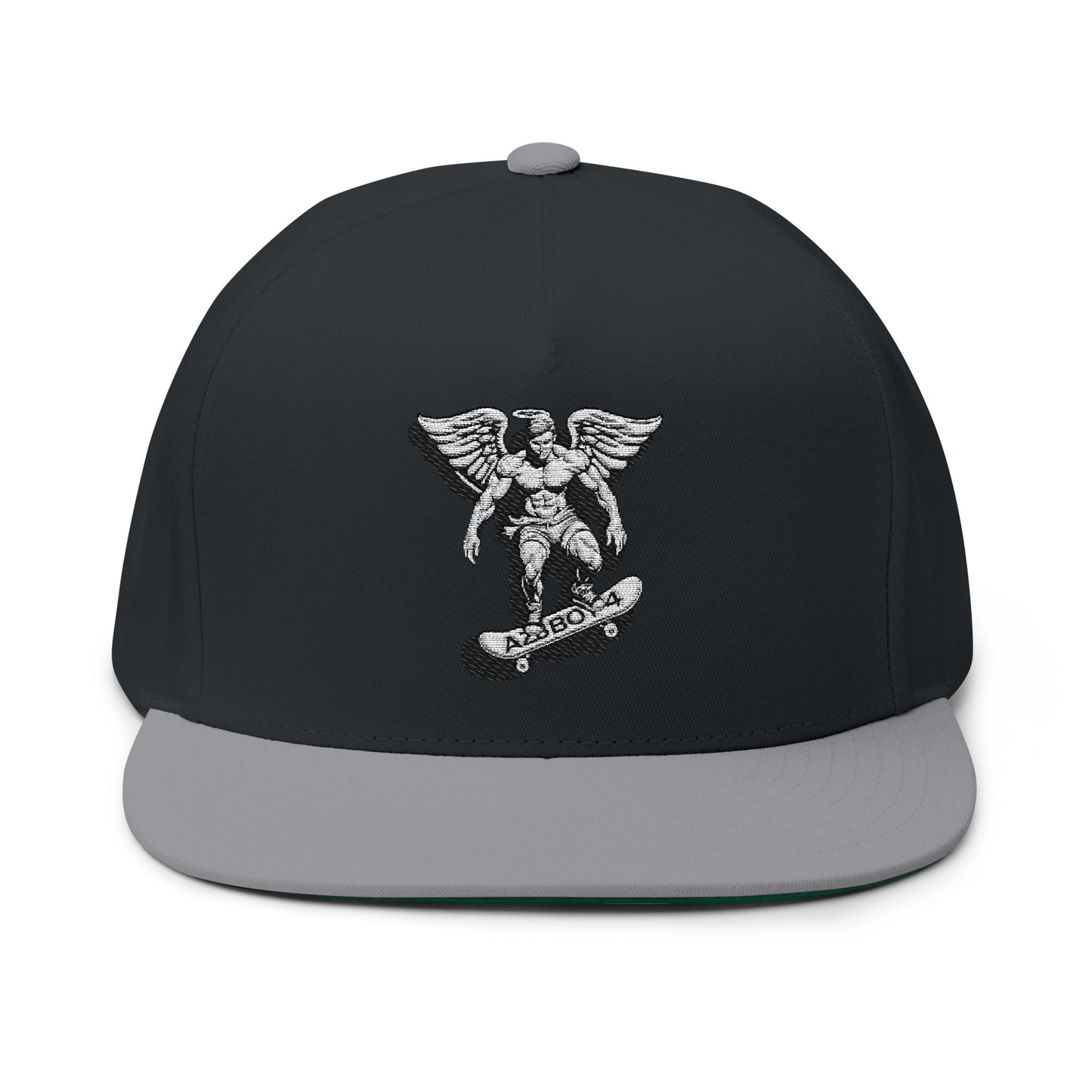 Skateboarding Flat Bill Cap (Embroidery) - AZBOY Angel Design, Snapback Hat for Skaters