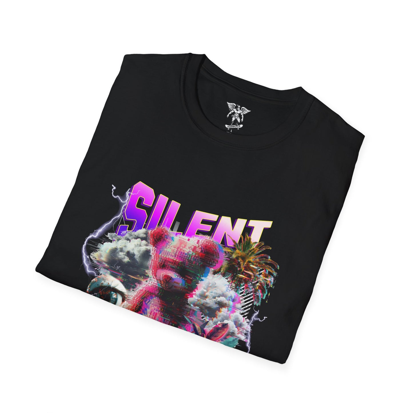 Neon Vintage 'Silent Beauty' Cat T-Shirt — Retro Neon Cat Face Tee