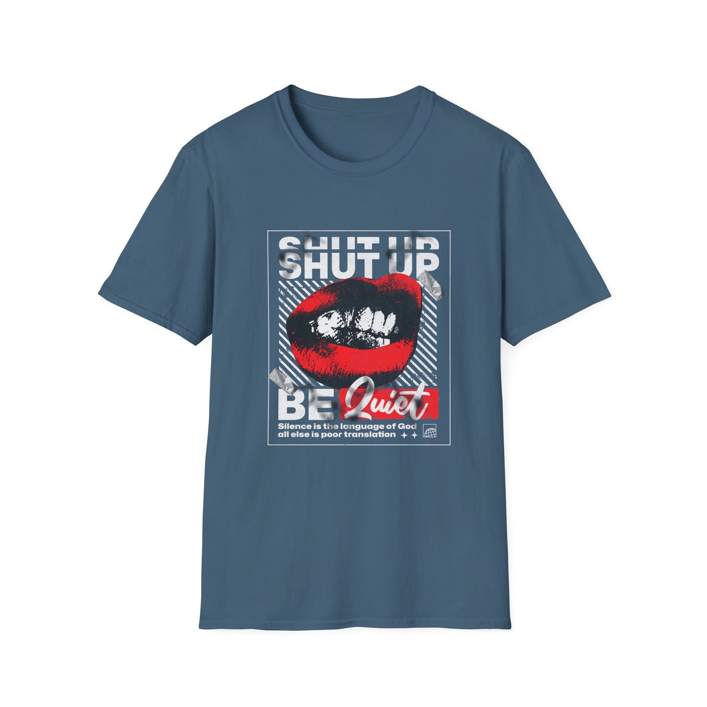Retro Pop Art 'Shut Up & Be Quiet' T-Shirt - Red Lips Graphic Tee