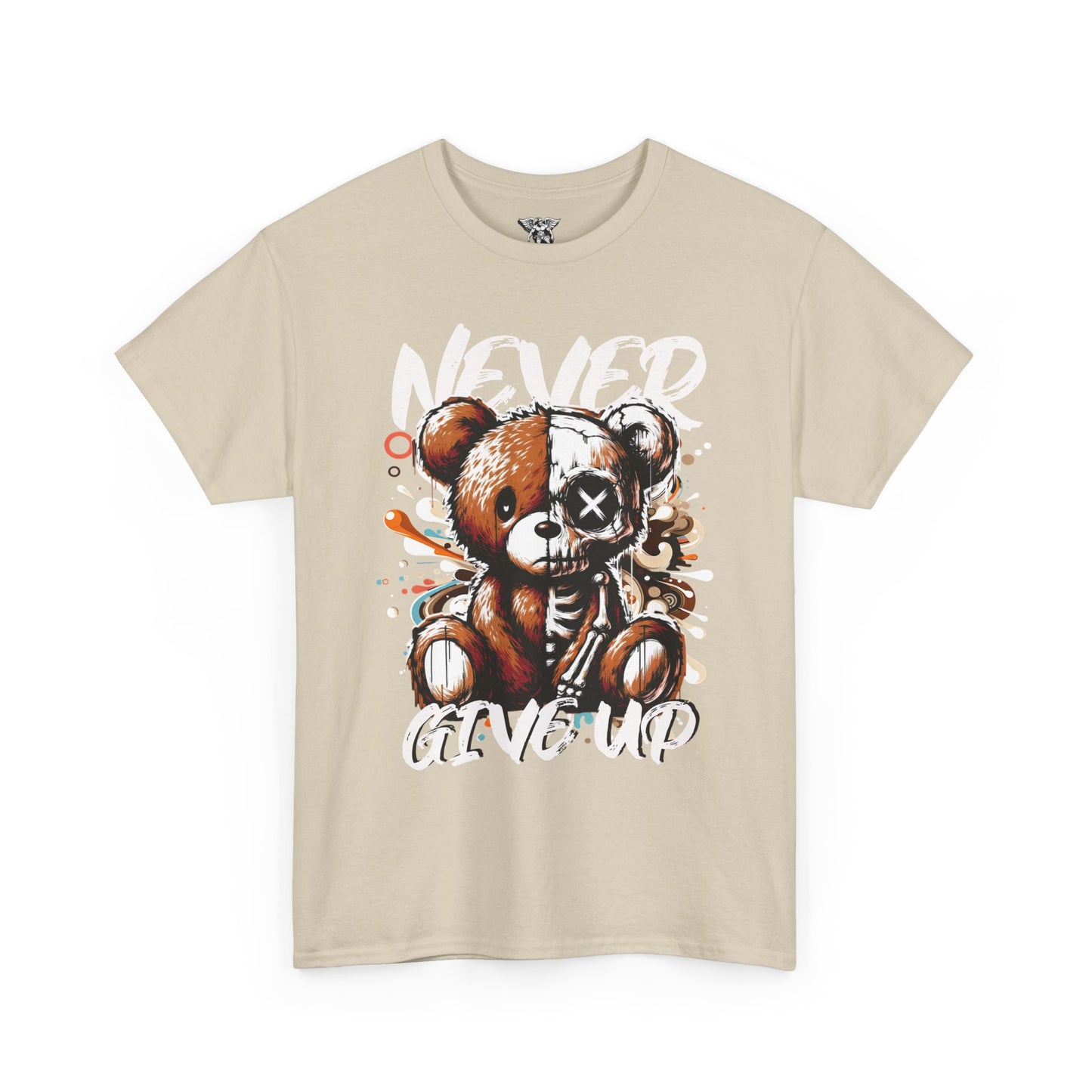 Never Give Up Teddy Tee — Motivational T-Shirt