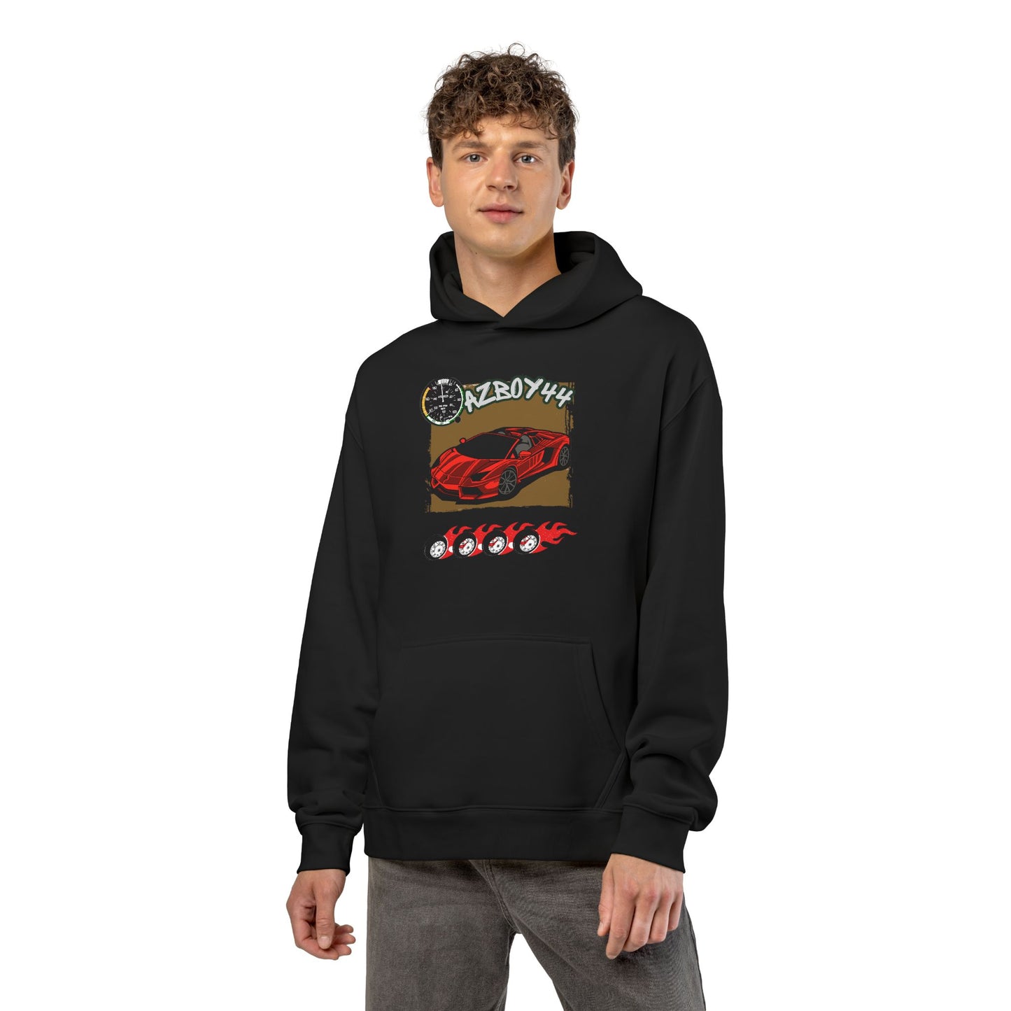 Racing Car Graphic Hoodie — Retro Red Sports Car Design