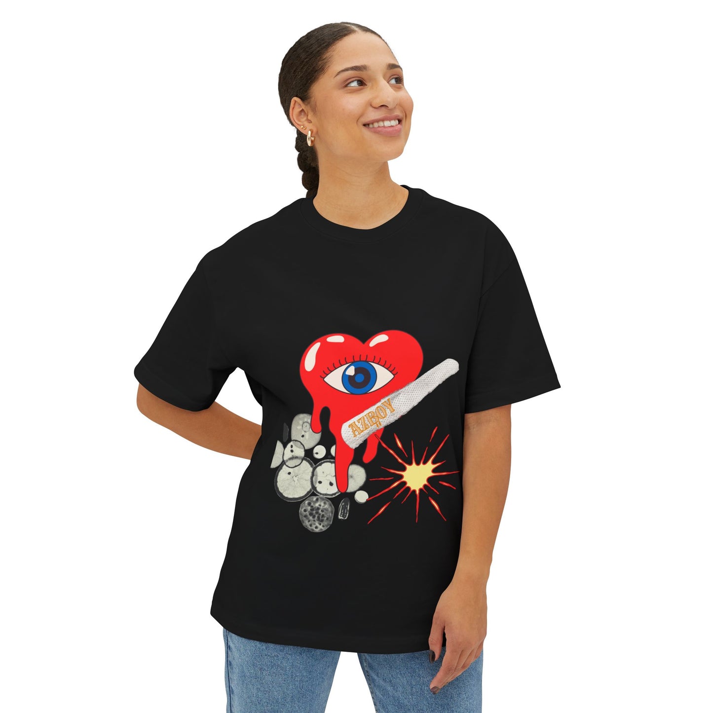 Oversized Tee Red Heart Eyes AZBOY44 Design