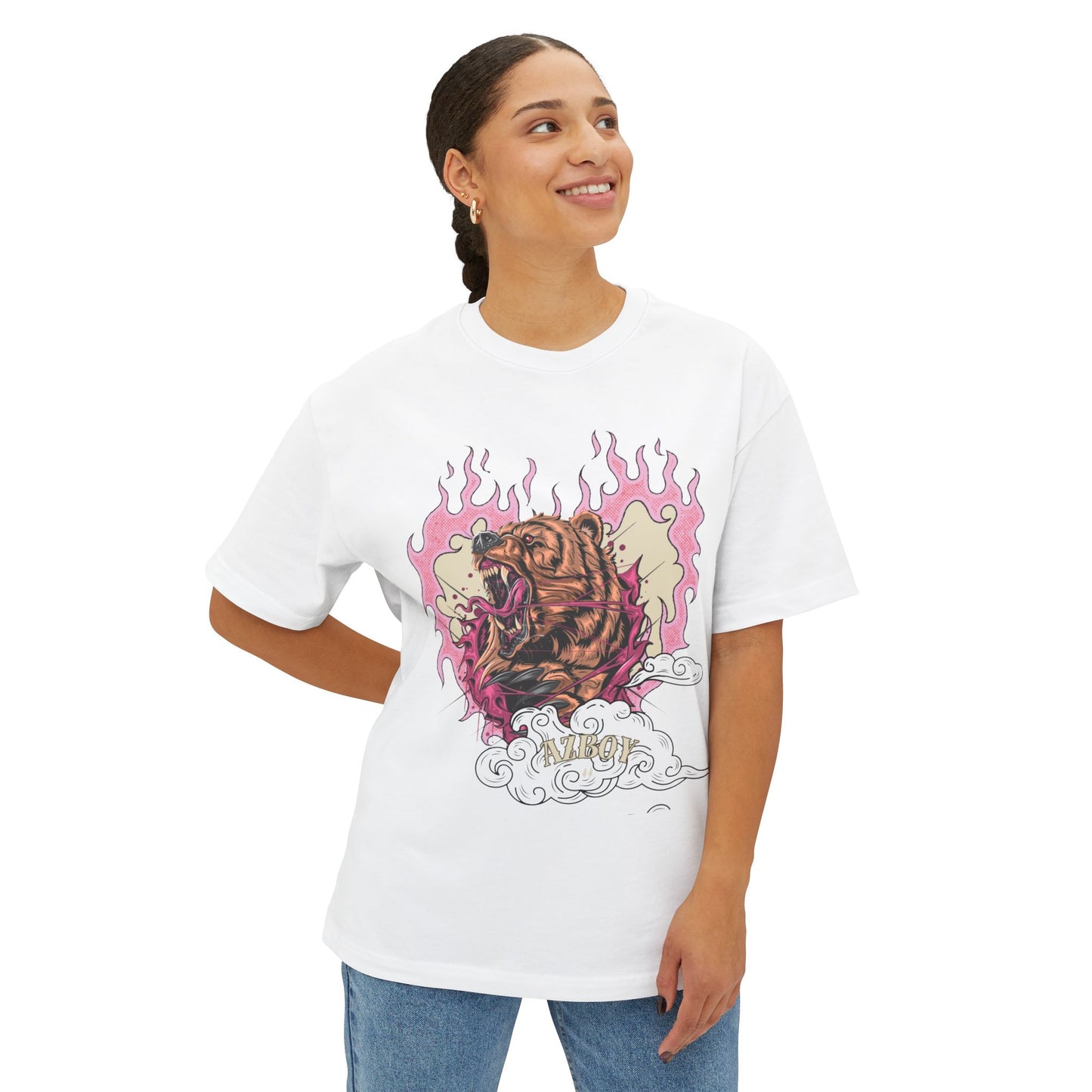 AZBOY44 Heart Bear Oversized Tee