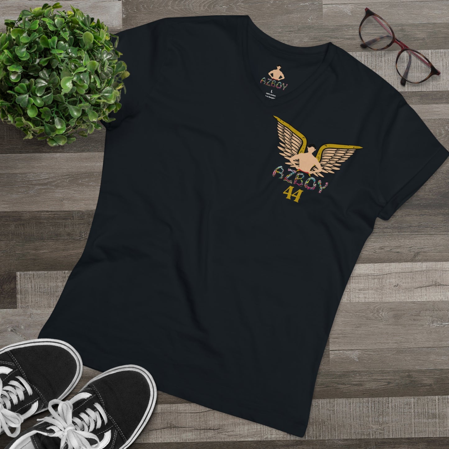 V-neck T-shirt AZBOY44 Angel Wings Men's Presenter