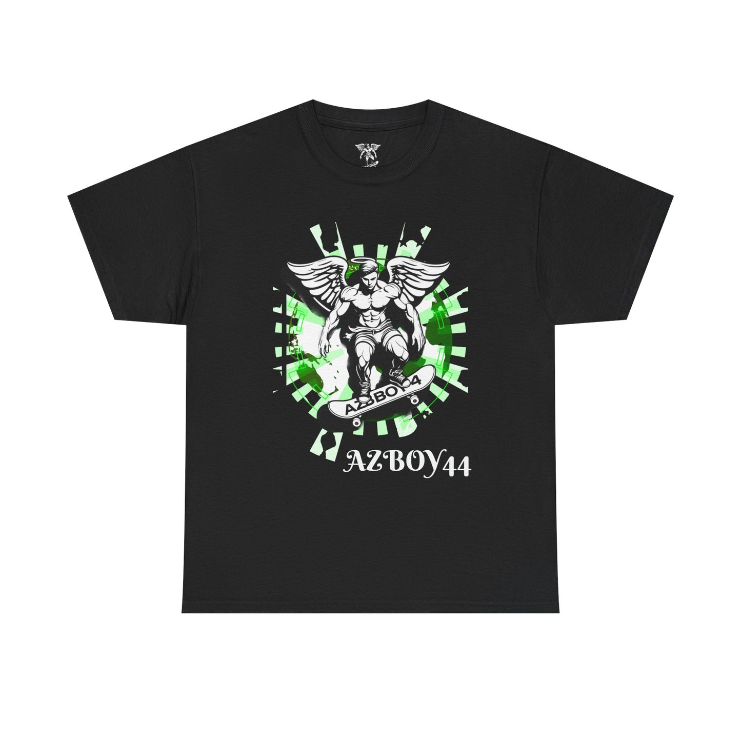 Angel Skateboard Tee — Green Grunge Winged Rider