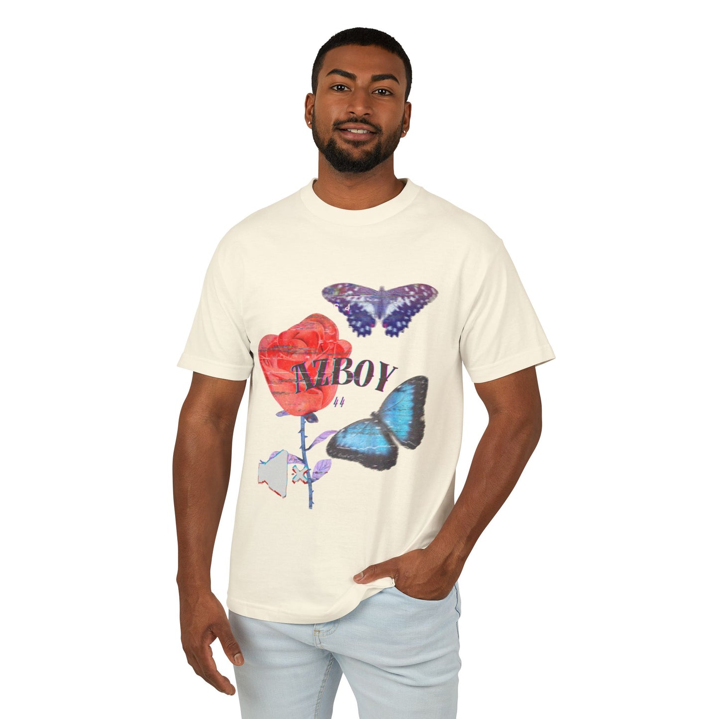 Butterfly Rose Tee — AZBOY44 Floral Graphic T-Shirt