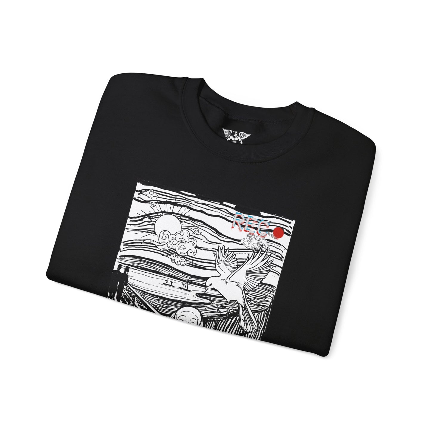 Crewneck Sweatshirt — Graphic 'The Scream' Illustration with Sleeve Art