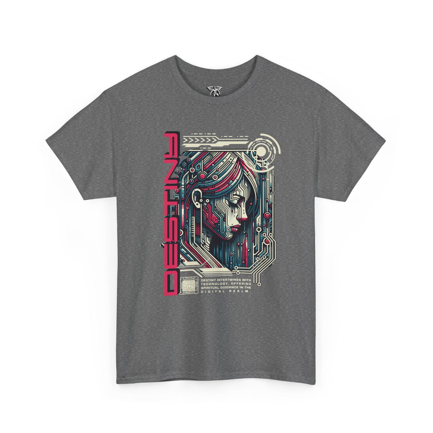Cyberpunk 'Designz' Graphic Tee — Futuristic Tech Girl T-Shirt