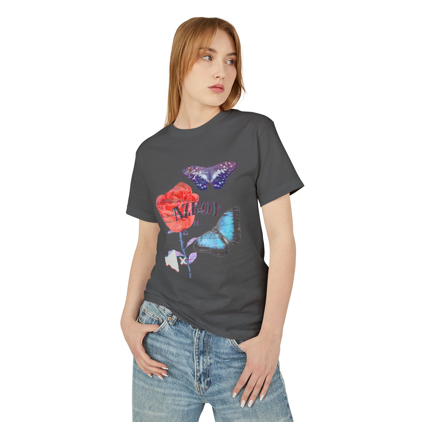 Butterfly Rose Tee — AZBOY44 Floral Graphic T-Shirt