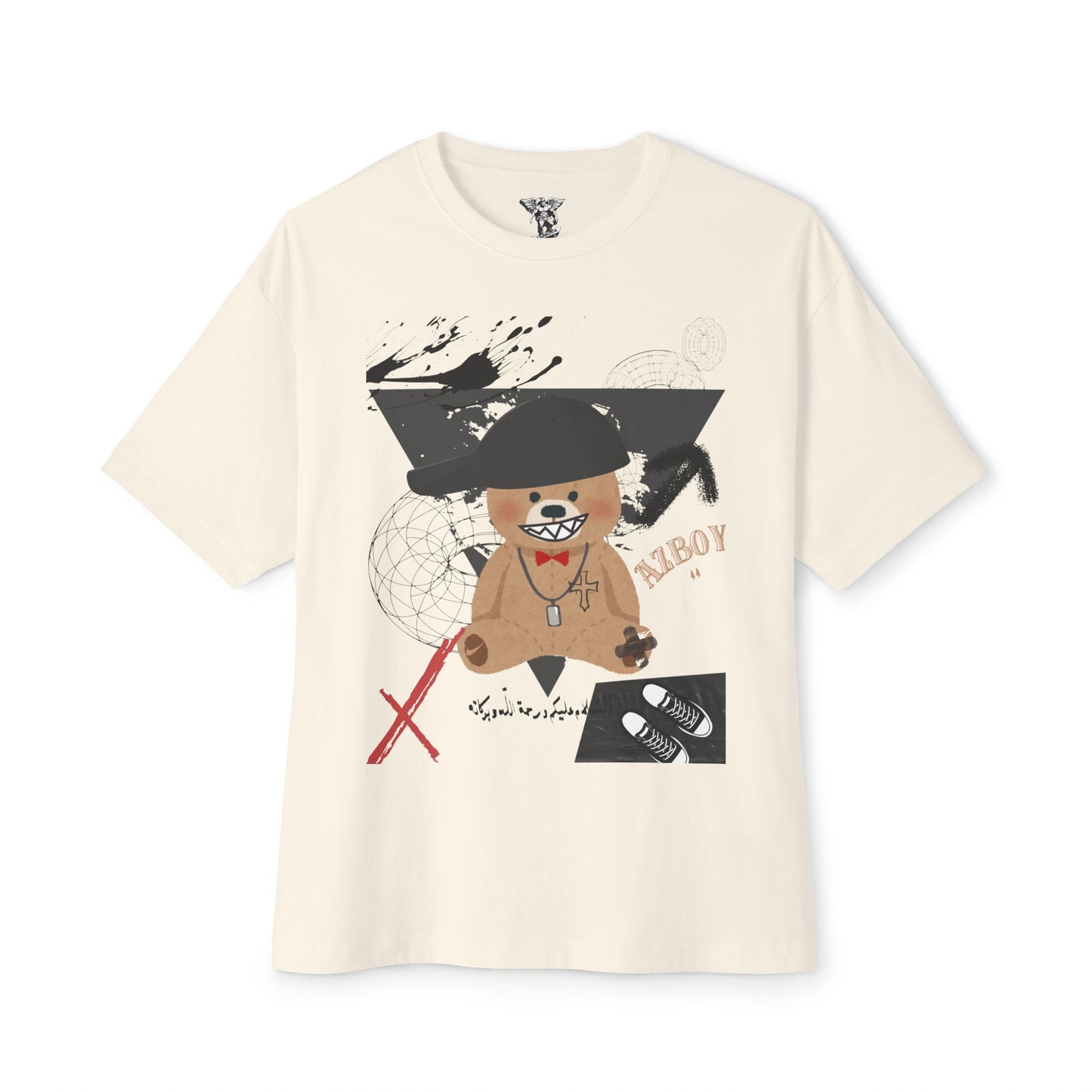 Whimsical Bear Oversized Tee — Cute Bear Graphic Boxy T-Shirt