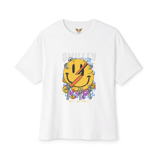 Smiley Graphic Oversized Tee - Casual Streetwear Unisex T-Shirt