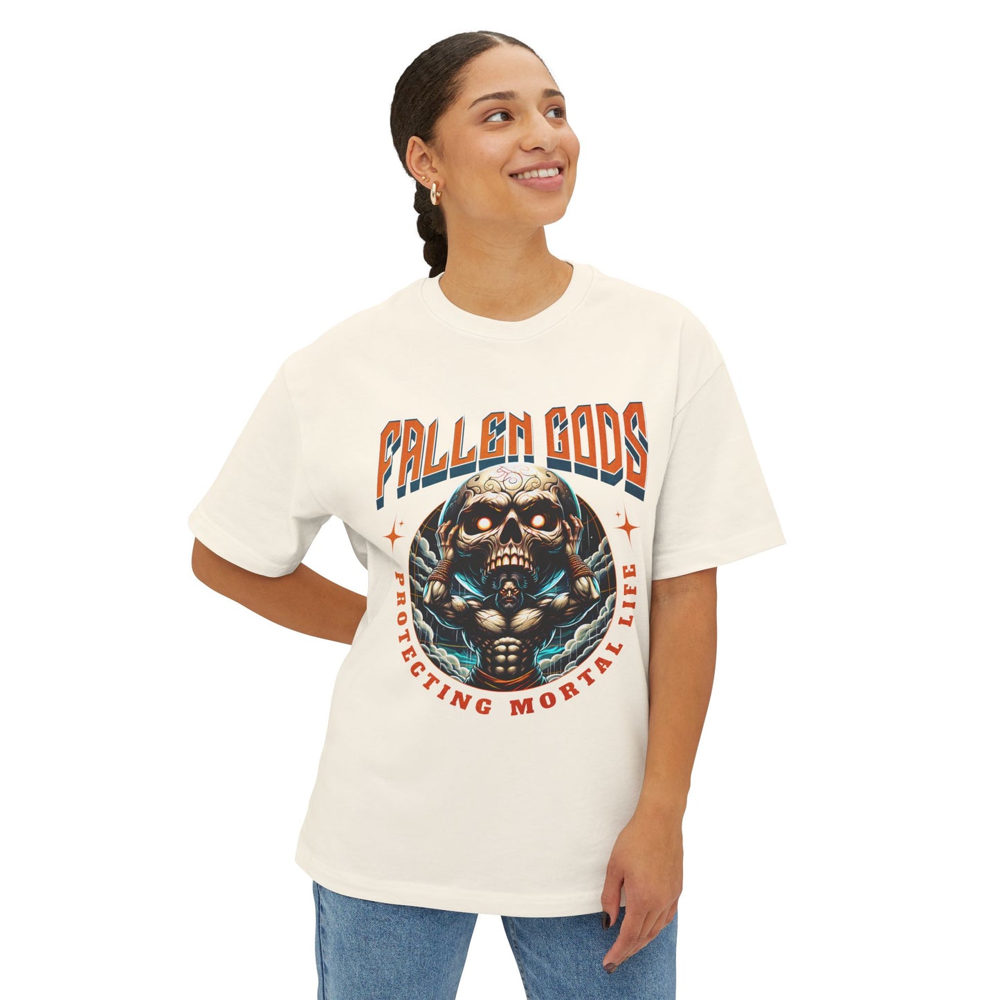 Fallen Gods Graphic Tee — Unisex Streetwear Oversized Boxy Shirt